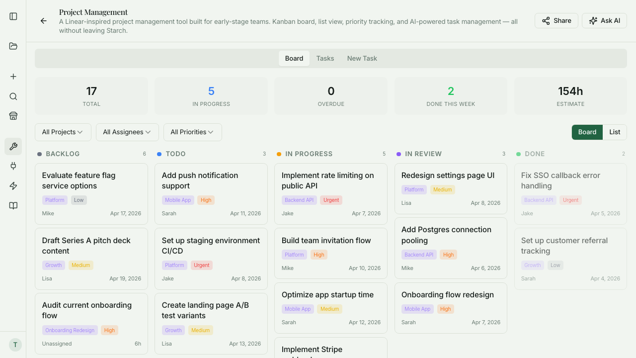 Project Management screenshot